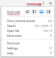 dock dev tools window