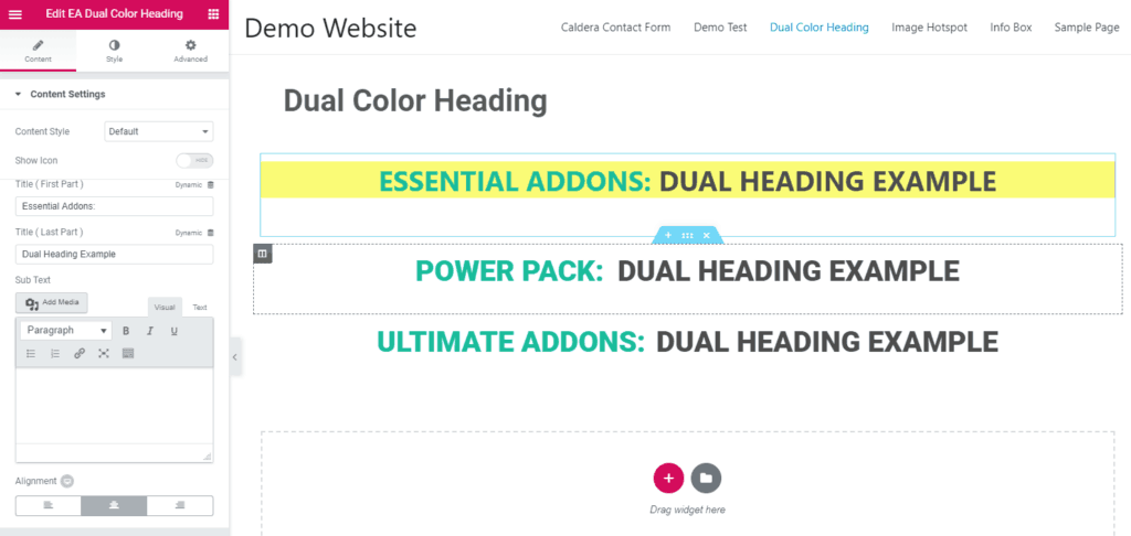 Essential Addons Dual Color Heading Example