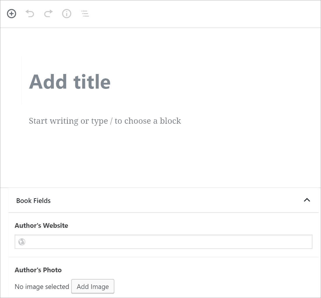 book edit screen with the two new acf fields