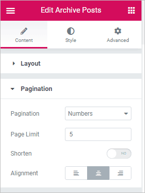 pagination options