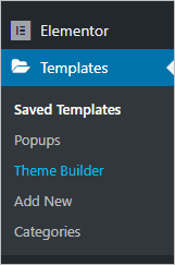elementor template builder menu
