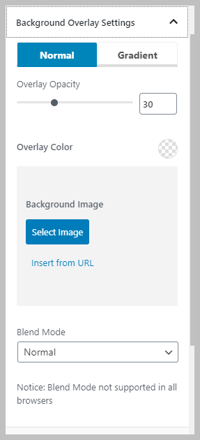 Normal Background Overlay Settings
