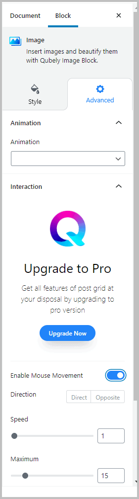 Qubely Image Block Advanced Options Free