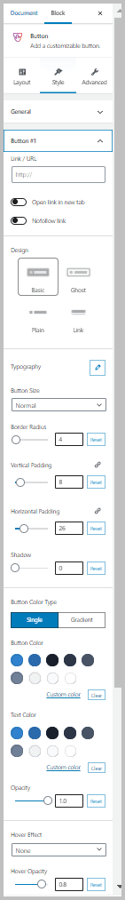 Stackable Button Block Style Tab