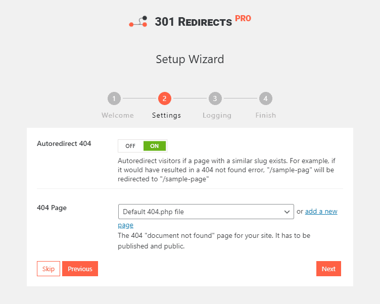 301 Redirects Setup Wizard Page 2