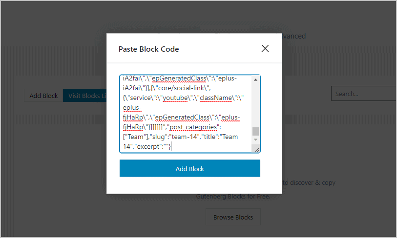 Paste In Block Code