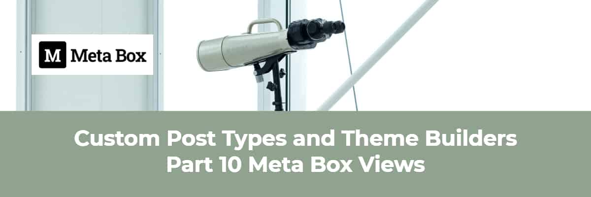 Custom Post Types And Theme Builders Part 10 Meta Box Views