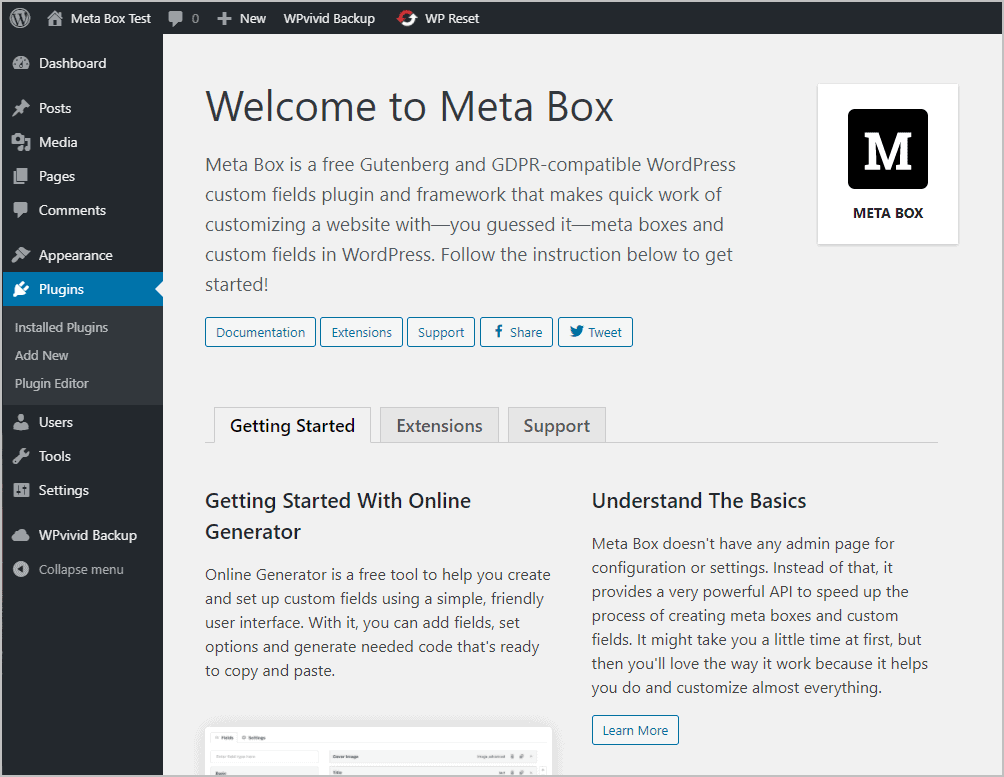 Meta Box Getting Started Page