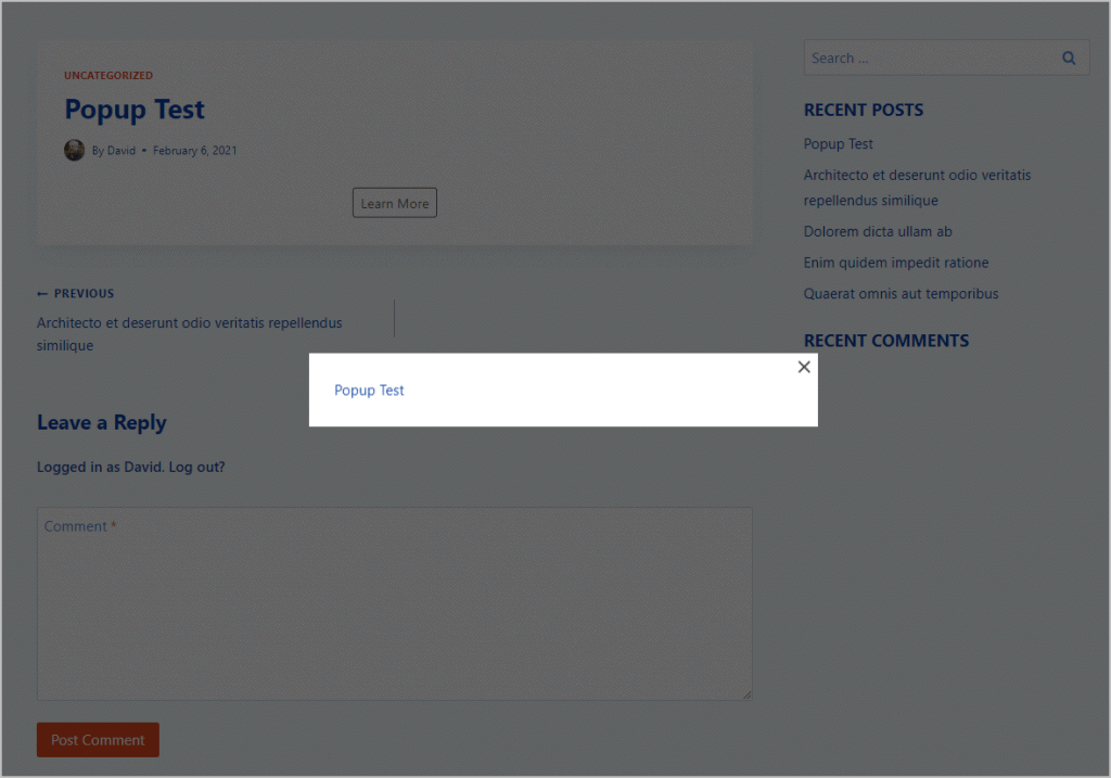 default after button click