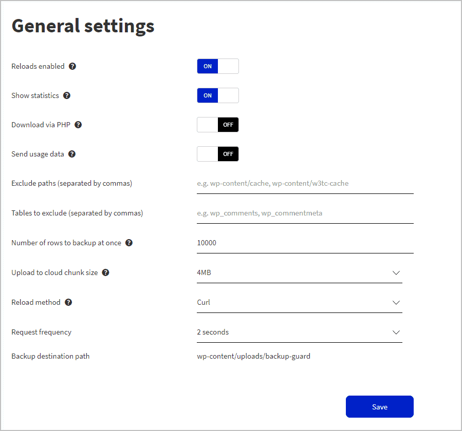 general settings menu