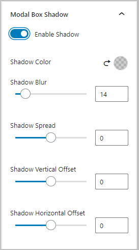 modal box shadow settings