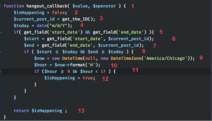 callback function lines numbered