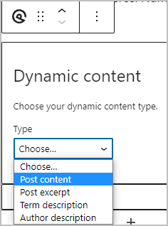 dynamic content block options