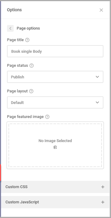 page options screen