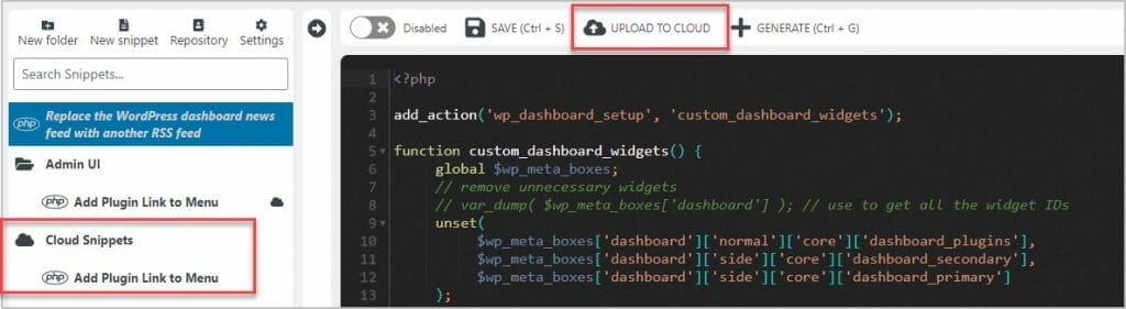 wpcodebox cloud snippets
