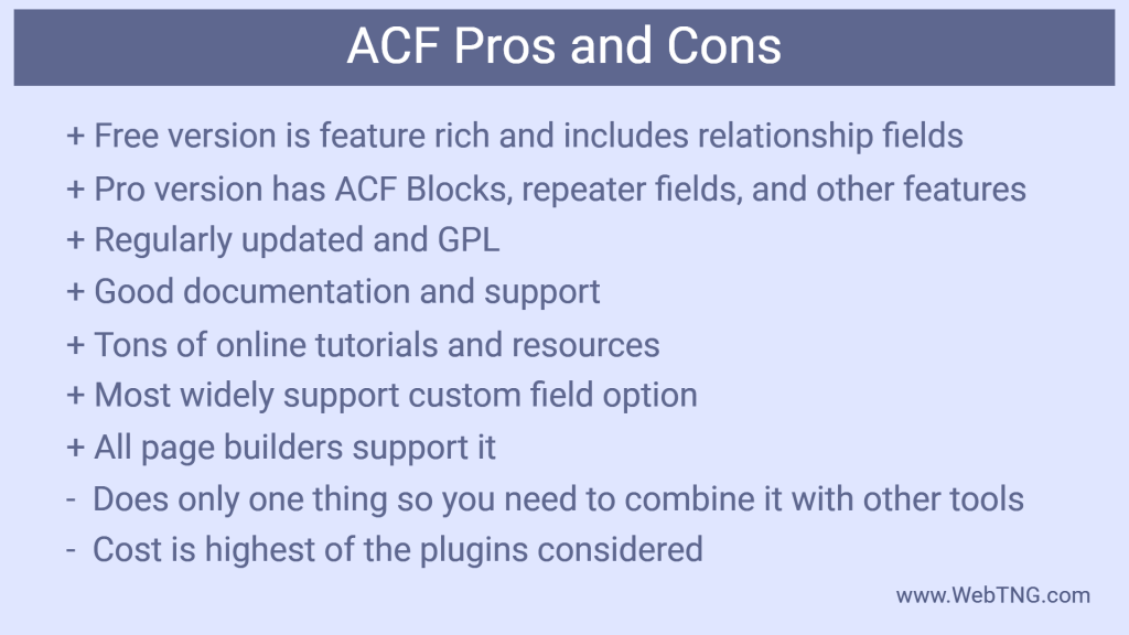 acf pros and cons