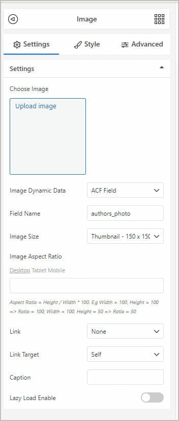 image settings for authors photo