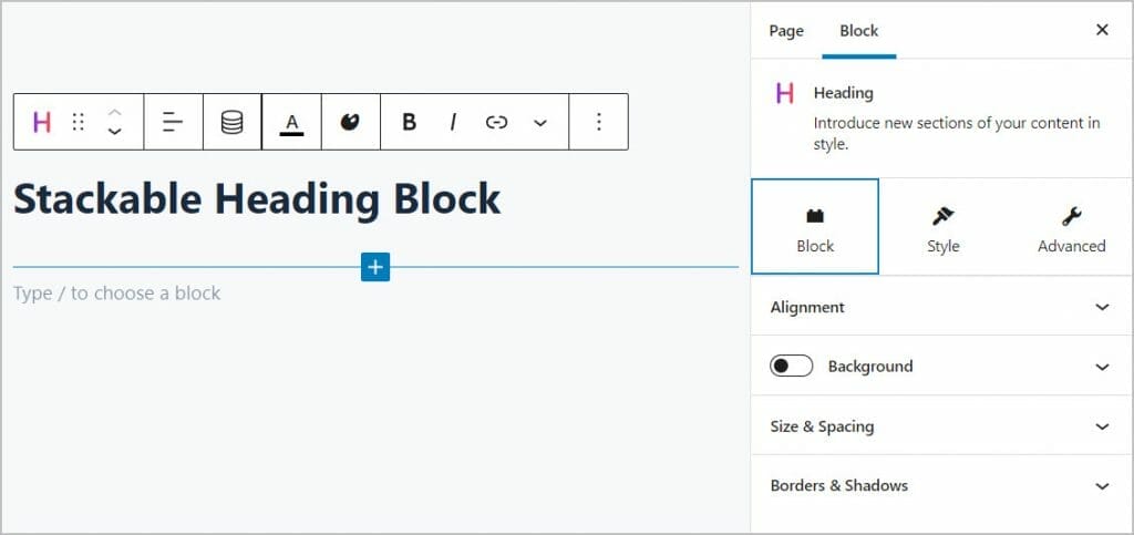block options panel