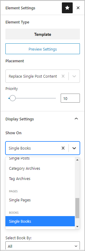 template display settings