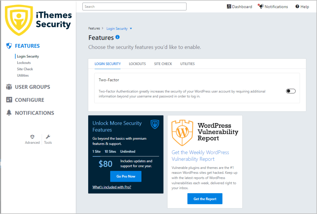 ithemes main settings page