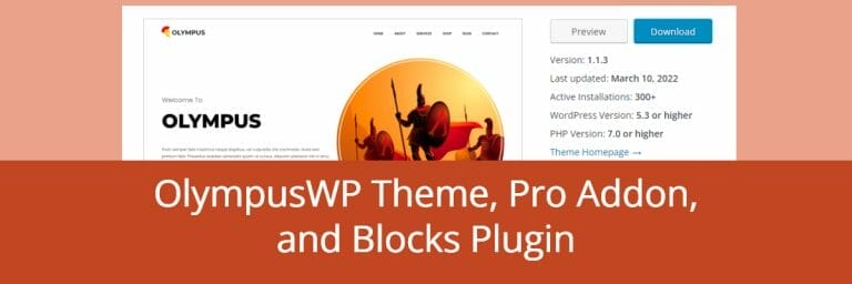 OlympusWP Theme, Pro Addon, and Blocks Plugin
