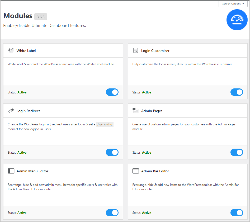 modules page