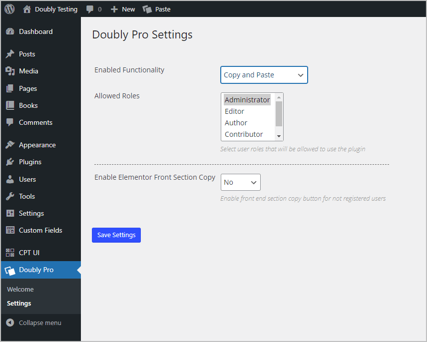 double settings page