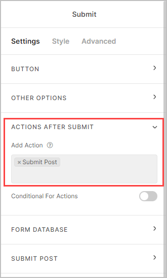 form actions after submit