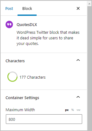 quotesdlx block settings in editor 1