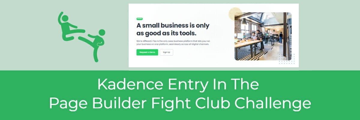 kadence entry in the page builder fight club challenge