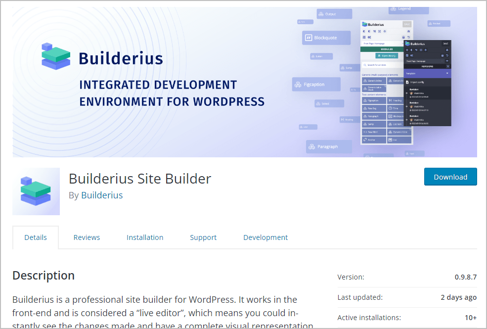 builderius on wp org