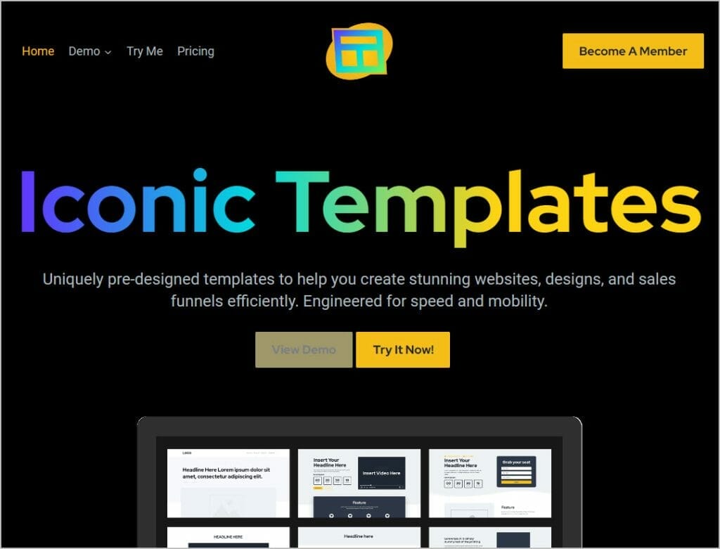 iconic templates home page
